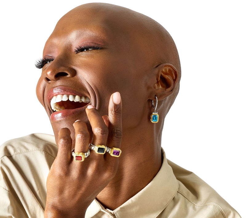 Christian James by Scott Grimes Sterling Silver Two-Tone Gem Earrings — View 3
