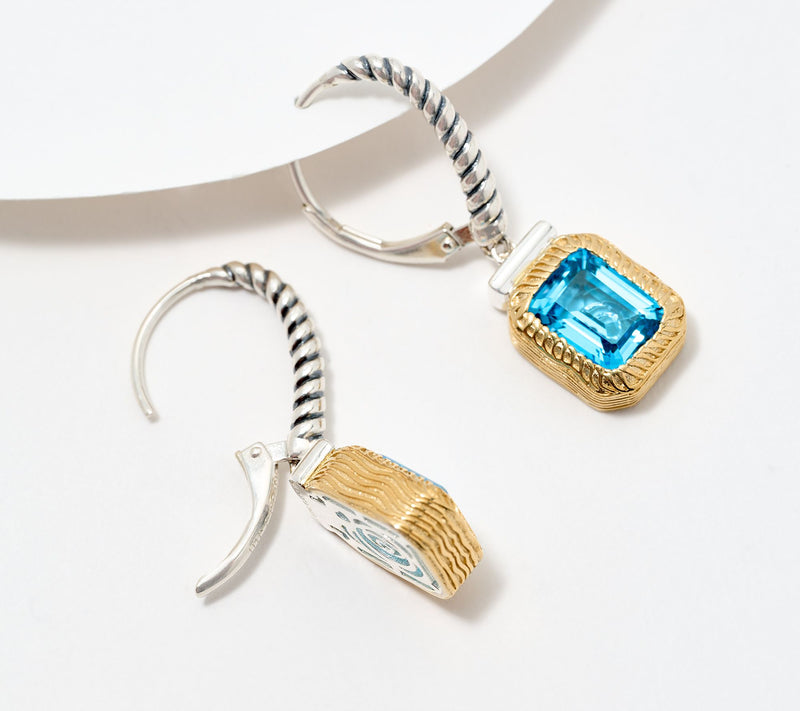 Christian James by Scott Grimes Sterling Silver Two-Tone Gem Earrings — View 2