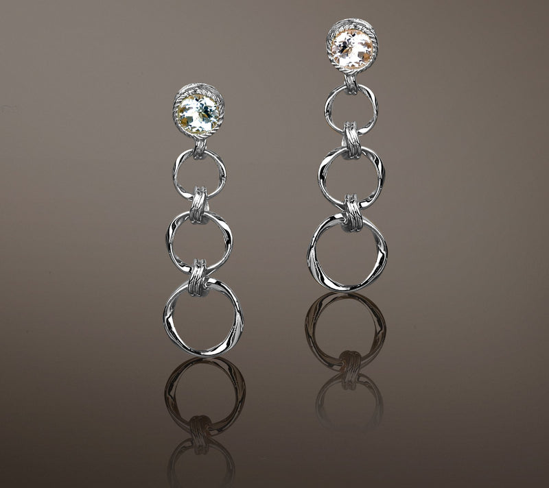 Christian James by Scott Grimes Sterling Silver Gemstone Ripple Circle Earrings — View 3