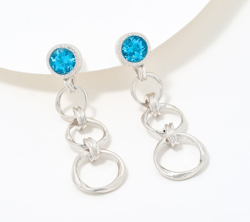 Christian James by Scott Grimes Sterling Silver Gemstone Ripple Circle Earrings — Main view
