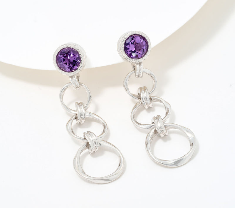 Christian James by Scott Grimes Sterling Silver Gemstone Ripple Circle Earrings — View 11