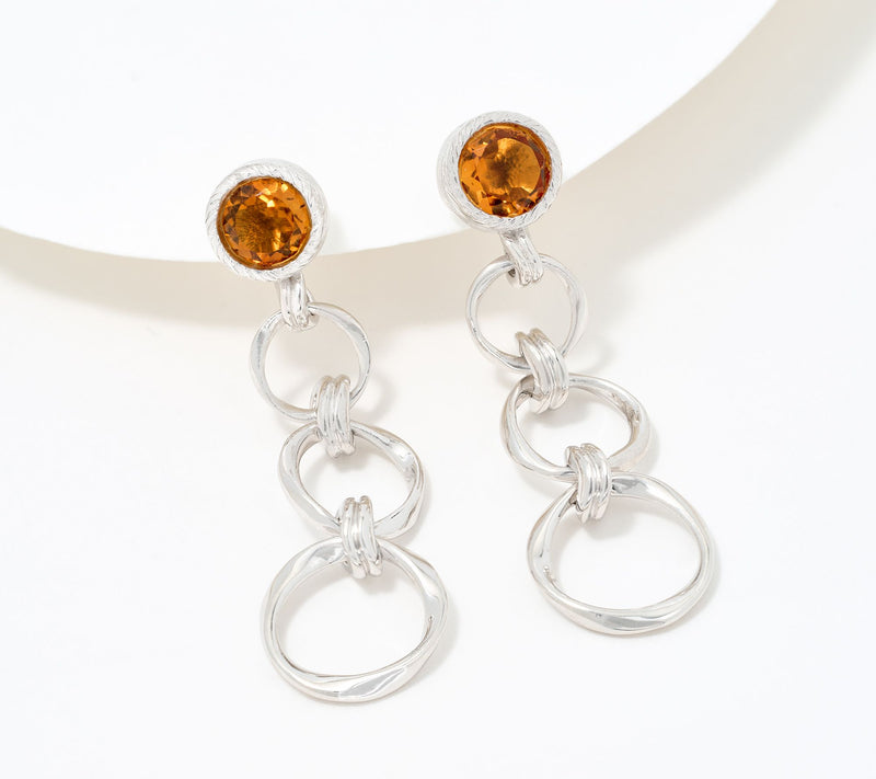 Christian James by Scott Grimes Sterling Silver Gemstone Ripple Circle Earrings — View 13