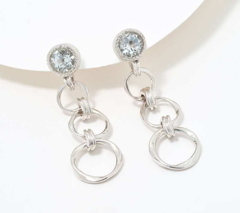Christian James by Scott Grimes Sterling Silver Gemstone Ripple Circle Earrings — View 14
