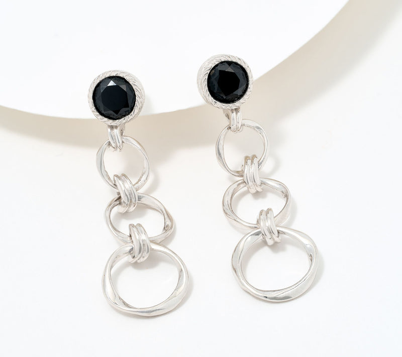 Christian James by Scott Grimes Sterling Silver Gemstone Ripple Circle Earrings — View 15