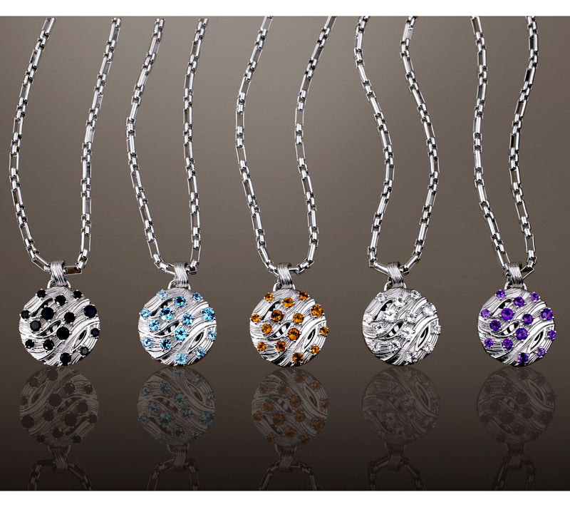 Christian James by Scott Grimes Sterling Silver Gemstone 16" Ripple Necklace — View 4