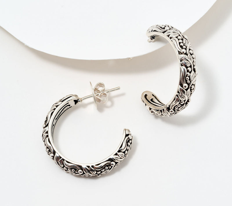 Christian James by Scott Grimes Sterling Silver Legacy Sycamore 1" Hoops — View 2