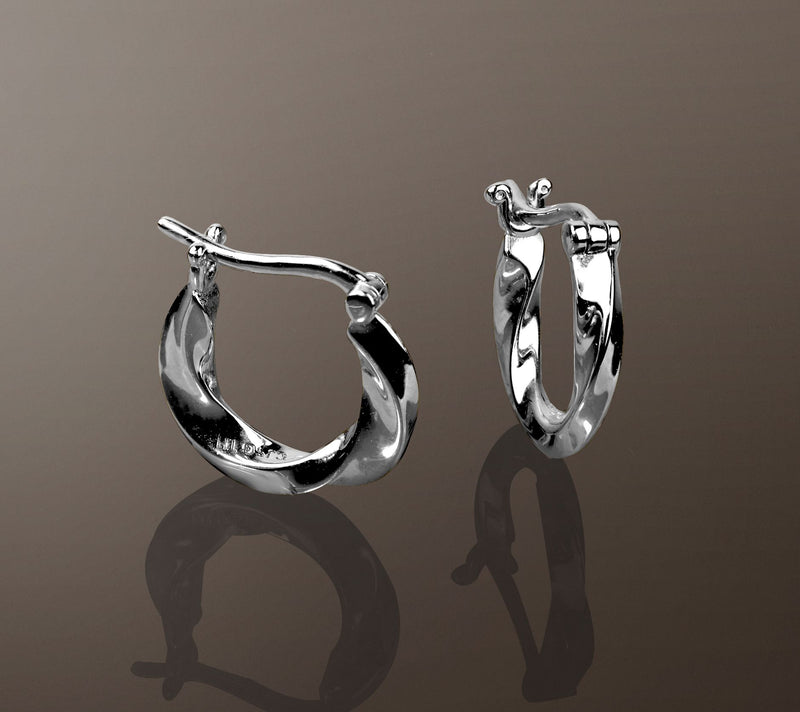 Christian James by Scott Grimes Sterling Silver 1/2" Ripple Hoop Earrings — View 3