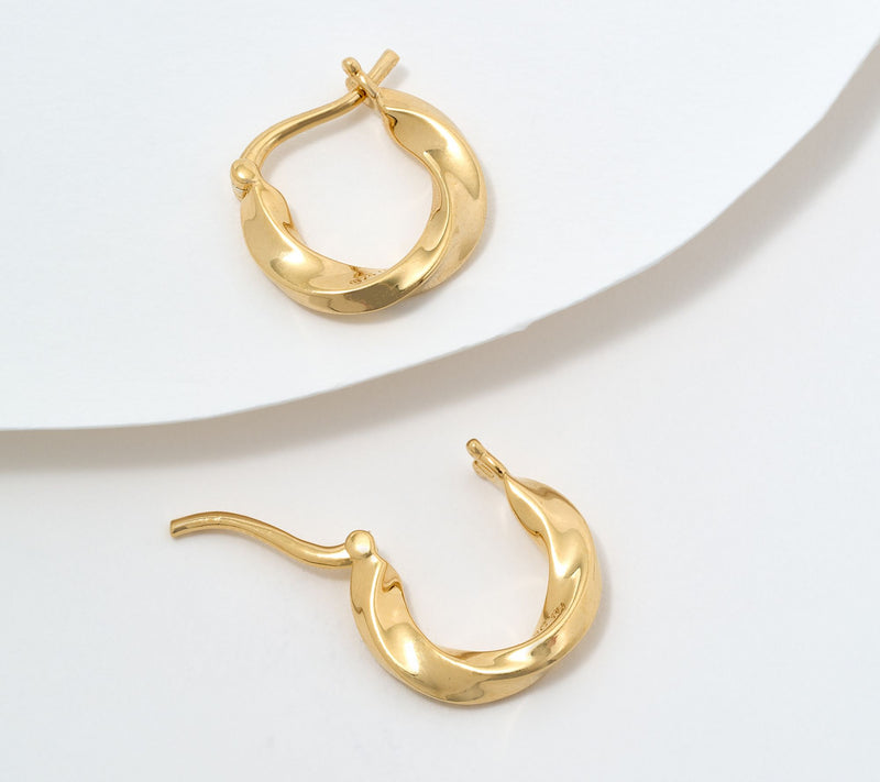 Christian James by Scott Grimes 14K Gold Clad 1/2" Ripple Hoop Earrings — View 2