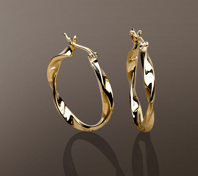 Christian James by Scott Grimes 14K Gold Clad 1" Ripple Hoop Earrings — View 3
