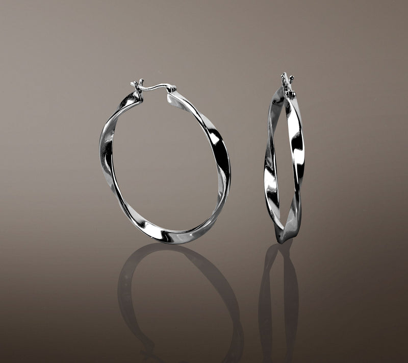 Christian James by Scott Grimes Sterling Silver 1-1/2" Ripple Hoop Earrings — View 3