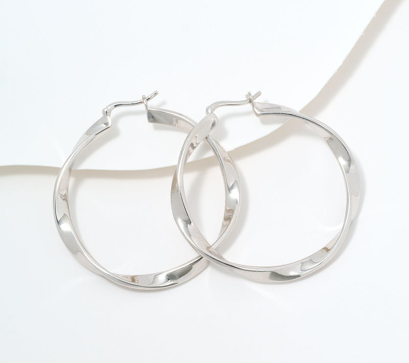 Christian James by Scott Grimes Sterling Silver 1-1/2" Ripple Hoop Earrings — Main view