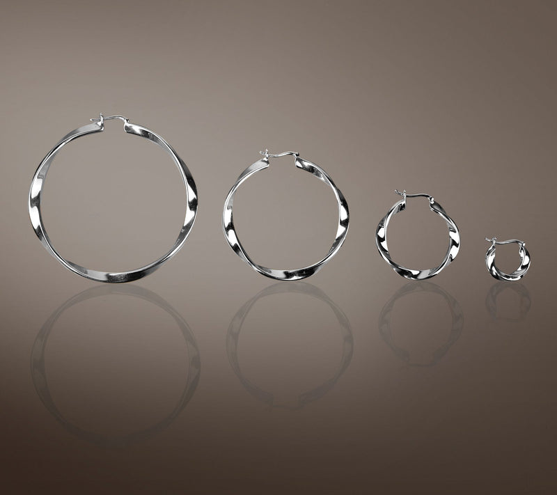 Christian James by Scott Grimes Sterling Silver 2" Ripple Hoop Earrings — View 5