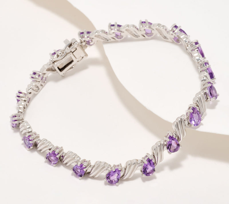 Christian James by Scott Grimes Sterling Silver Ripple Gemstone Tennis Bracelet — View 13