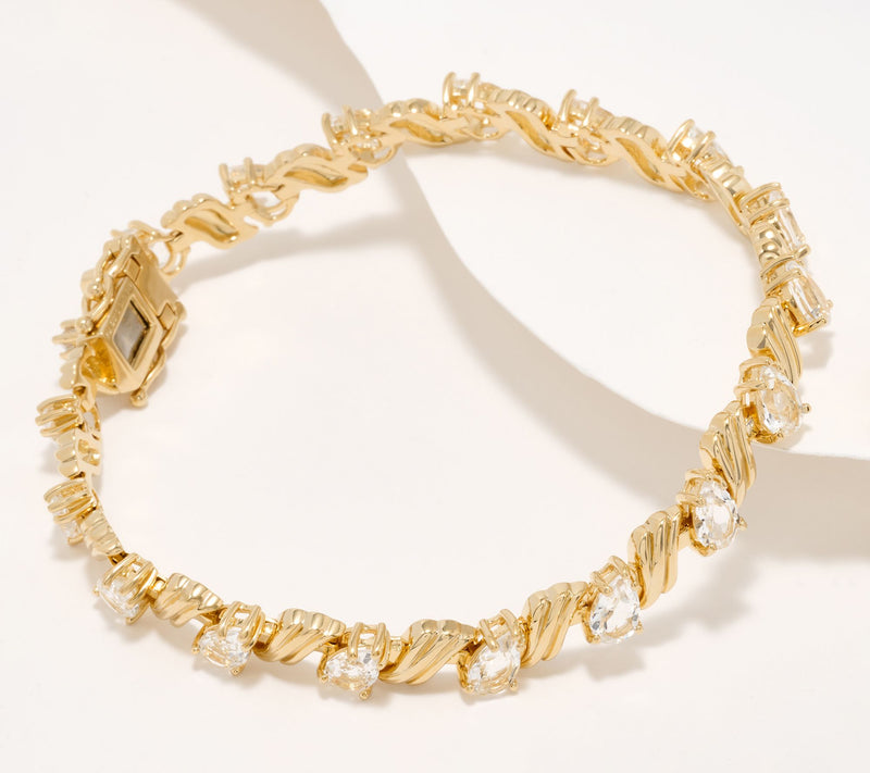 Christian James by Scott Grimes 14K Gold Clad Ripple Gemstone Tennis Bracelet — View 18