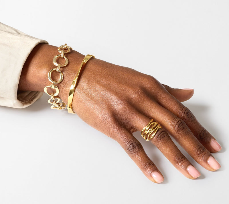 Christian James by Scott Grimes 14K Gold Clad Polished Ripple Bangle, 13.0g — View 6