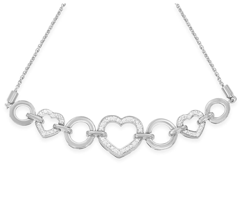 Haus of Brilliance Diamond Heart Adjustable Bracelet, Sterling — View 2