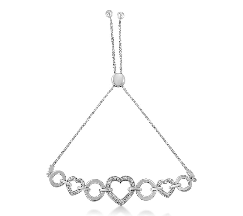 Haus of Brilliance Diamond Heart Adjustable Bracelet, Sterling — View 3