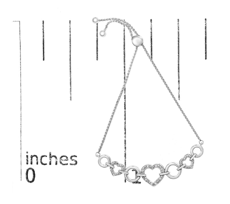 Haus of Brilliance Diamond Heart Adjustable Bracelet, Sterling — View 4