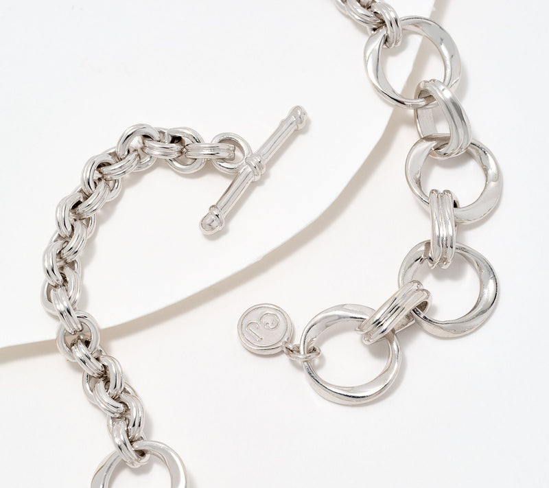 Christian James by Scott Grimes Sterling Ripple 18" Circle Link Necklace, 39.0g — View 3