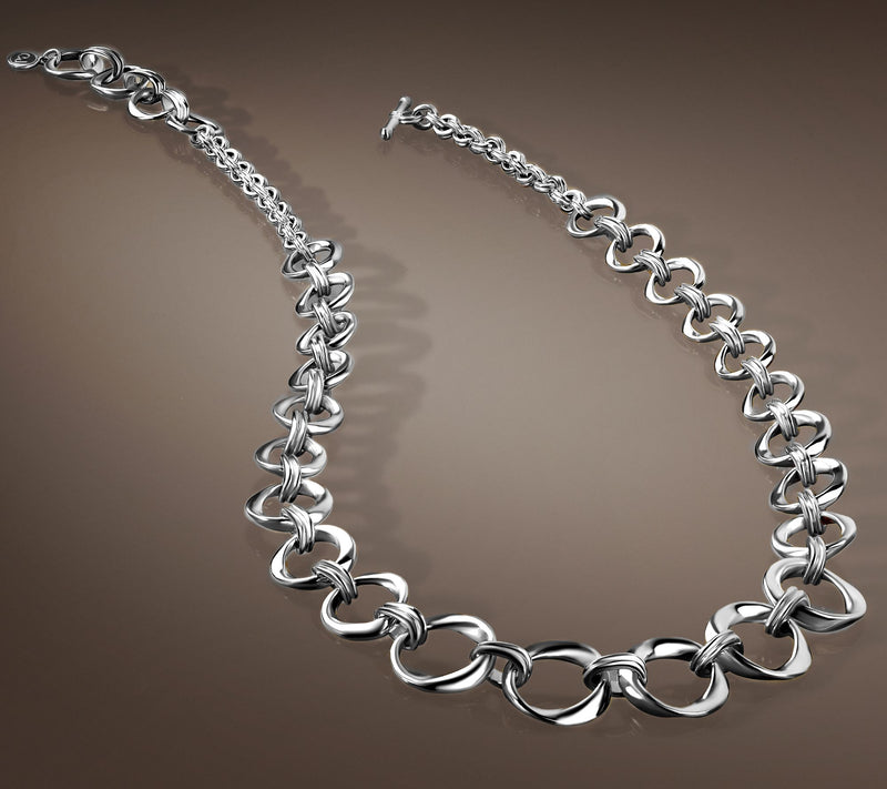 Christian James by Scott Grimes Sterling Ripple 18" Circle Link Necklace, 39.0g — View 4