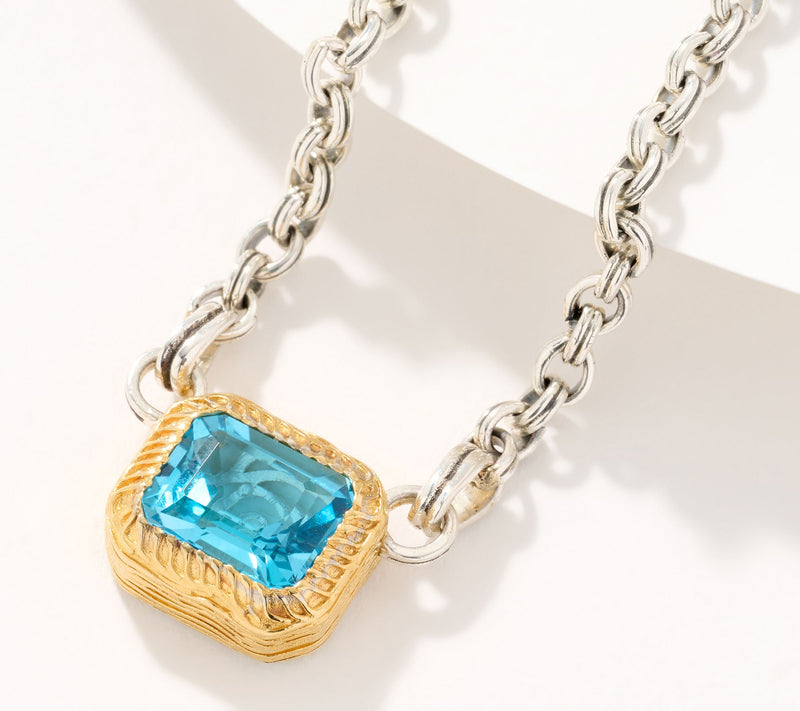 Christian James by Scott Grimes Sterling Silver Two-Tone Gem Necklace — View 2
