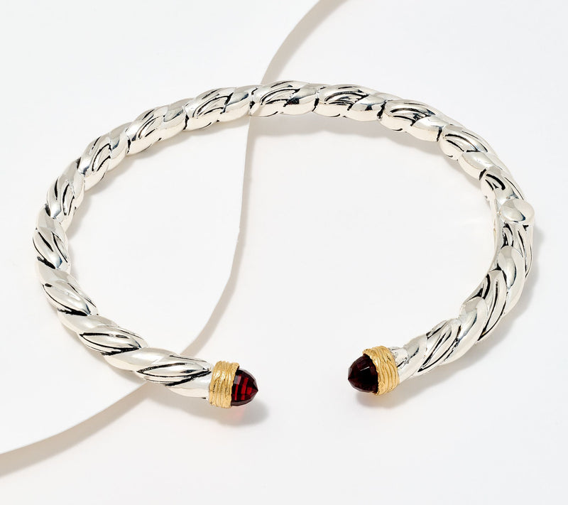 Christian James by Scott Grimes Sterling Silver Two-Tone Gemstone Cuff — View 7