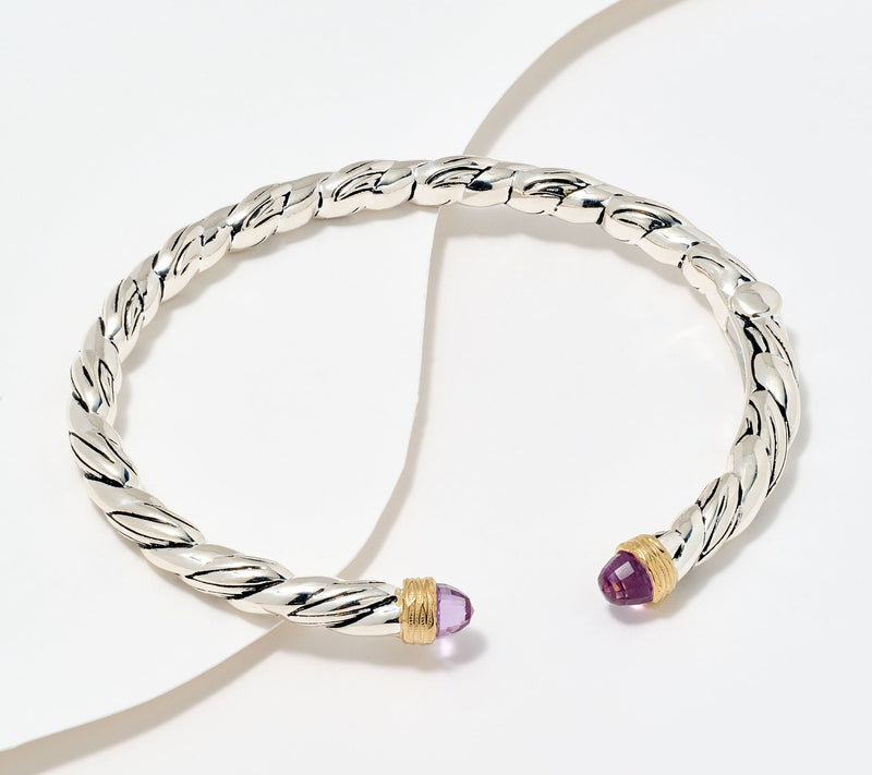 Christian James by Scott Grimes Sterling Silver Two-Tone Gemstone Cuff — View 3