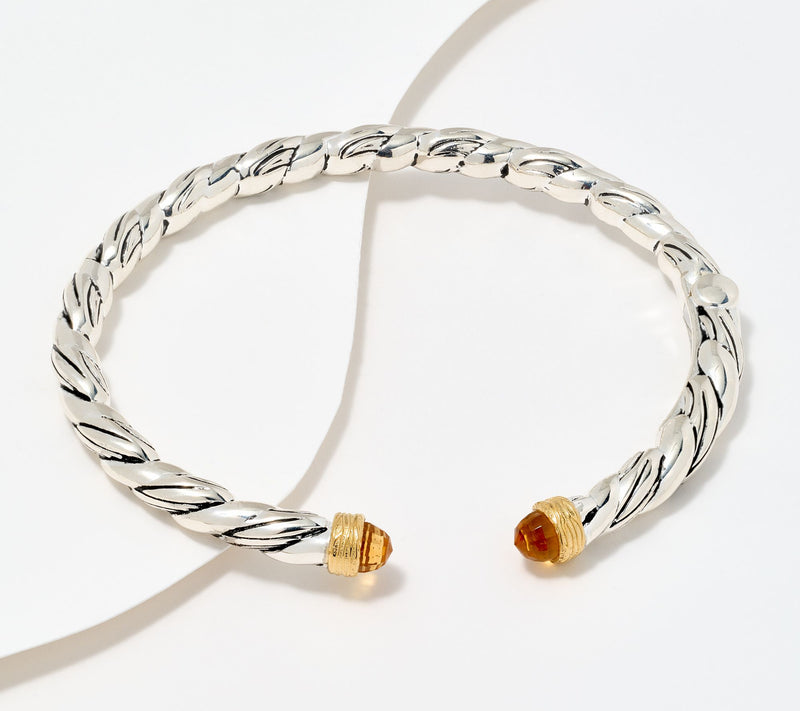 Christian James by Scott Grimes Sterling Silver Two-Tone Gemstone Cuff — View 9