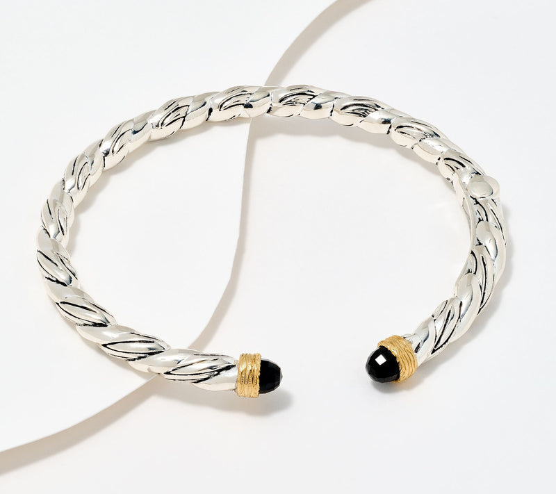 Christian James by Scott Grimes Sterling Silver Two-Tone Gemstone Cuff — View 5