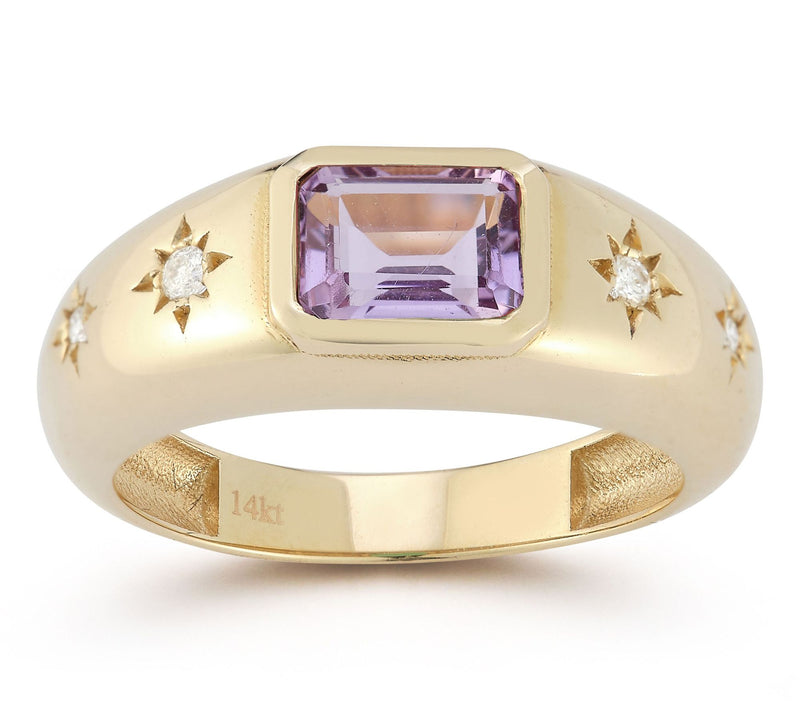 Luminosa Gold Gemstone & Diamond Accent Dome Ring, 14K — View 10