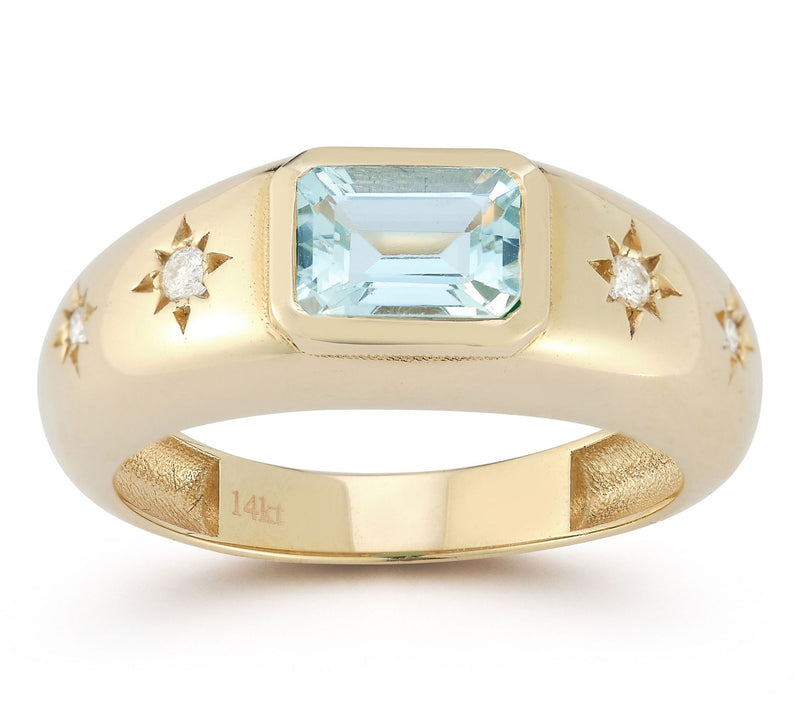Luminosa Gold Gemstone & Diamond Accent Dome Ring, 14K — View 11