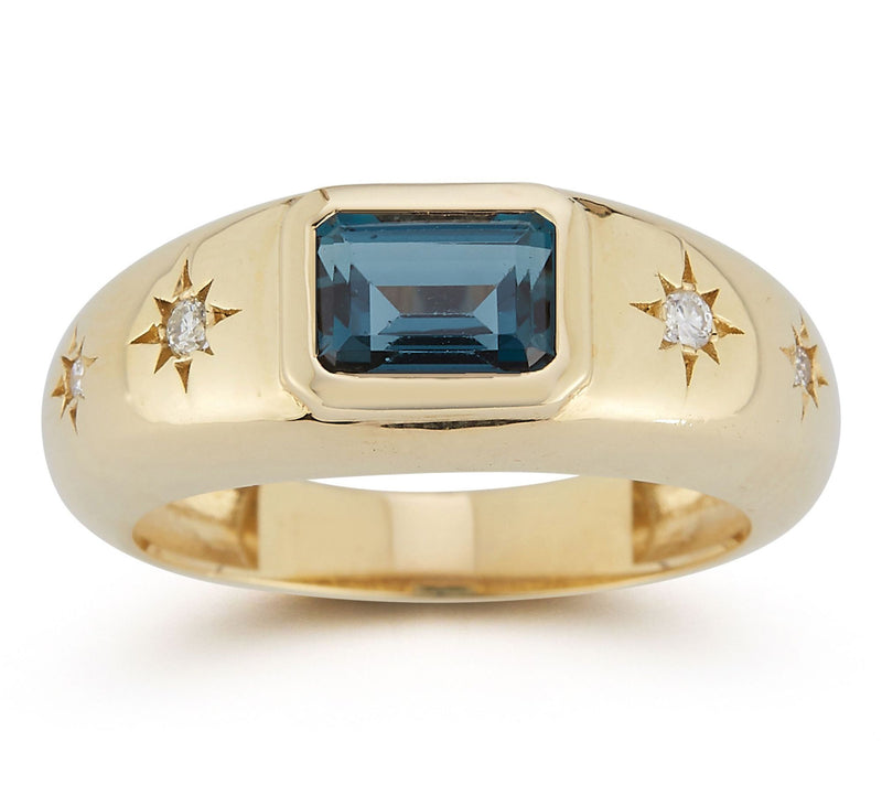 Luminosa Gold Gemstone & Diamond Accent Dome Ring, 14K — View 12