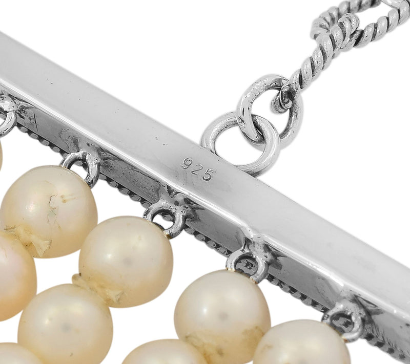 Sterling Silver Cultured Pearl & Indian Ruby Bracelet — View 4