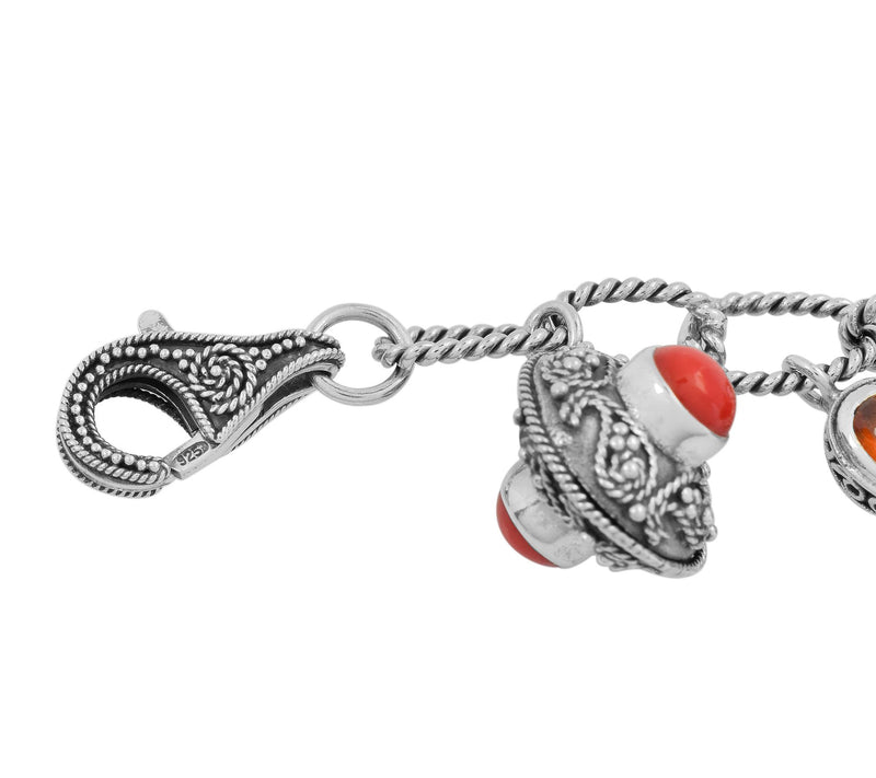 Artisan Crafted Sterling Silver Multi-GemstonesCharm Bracelet — View 3