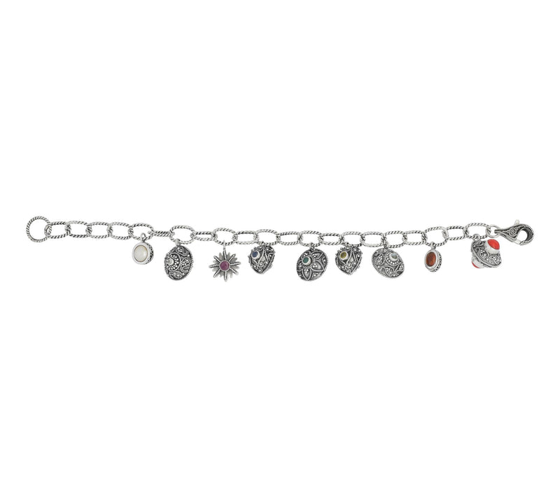 Artisan Crafted Sterling Silver Multi-GemstonesCharm Bracelet — View 4