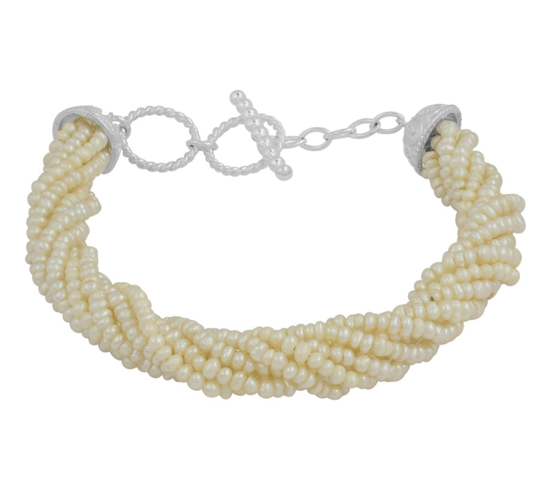 Affinity Cultured Pearl Twisted Statement Bracelet, Sterling — Main view