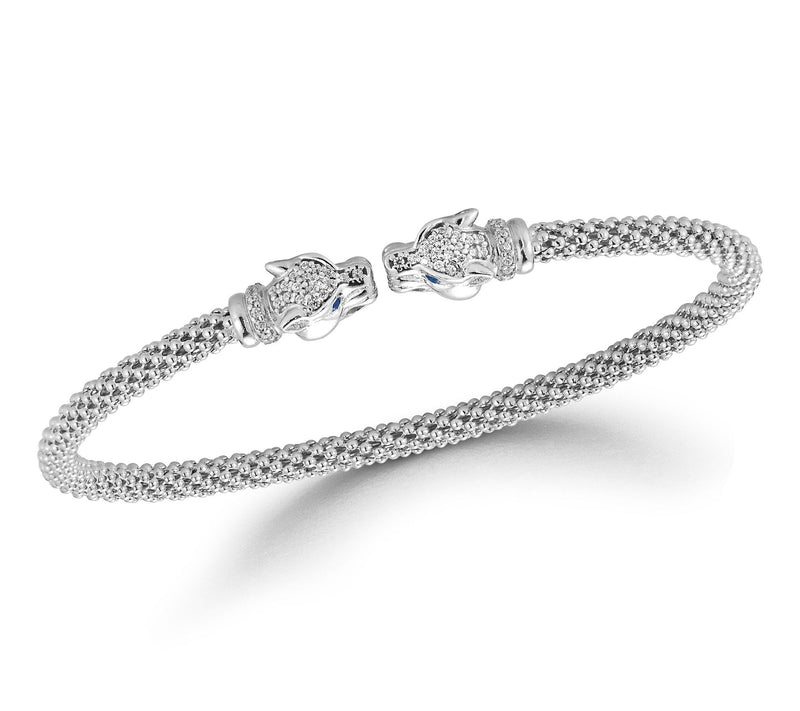 Italian Silver Thin Double Jaguar Popcorn Cuff,Sterling — View 7
