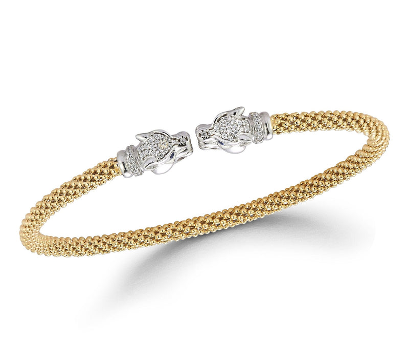 Italian Silver Thin Double Jaguar Popcorn Cuff,Sterling — View 8
