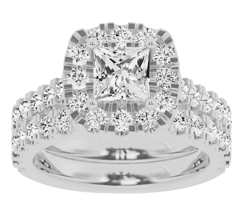 Fire Light 3.00 ct tw Lab Grown Diamond Princess Ring Set, 14K — Main view