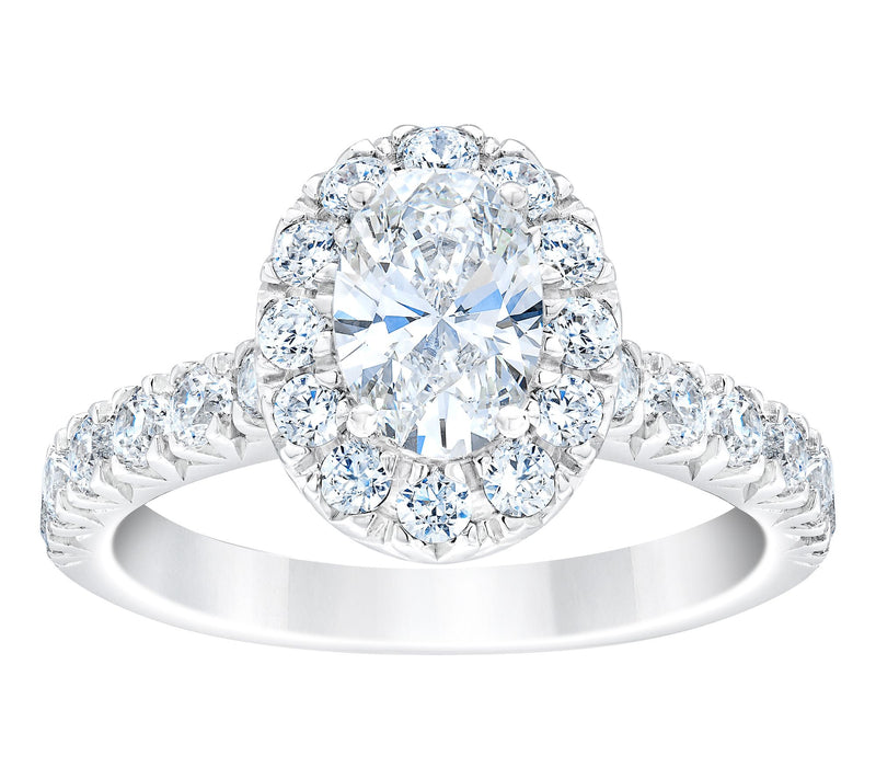 Fire Light 2.00 cttw Lab Grown Diamond Oval Halo Ring, 14K — Main view