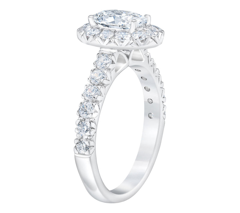 Fire Light 2.00 cttw Lab Grown Diamond Oval Halo Ring, 14K — View 2