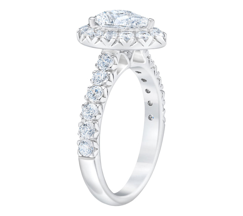 Fire Light 2.00 cttw Lab Grown Diamond Teardrop Halo Ring, 14K — View 2