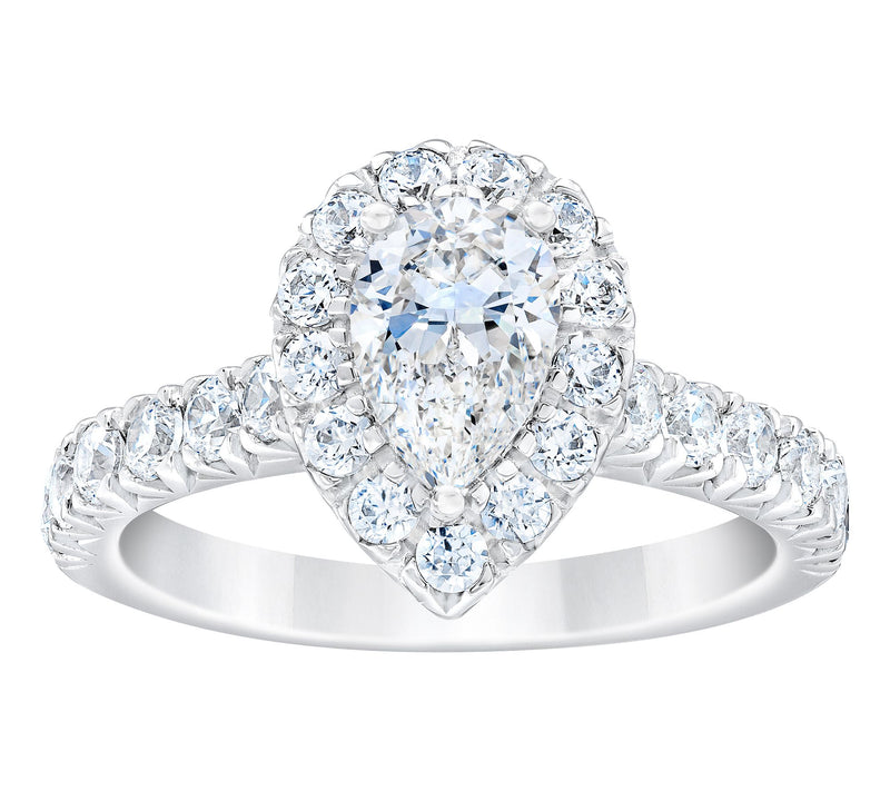 Fire Light 2.00 cttw Lab Grown Diamond Teardrop Halo Ring, 14K — Main view