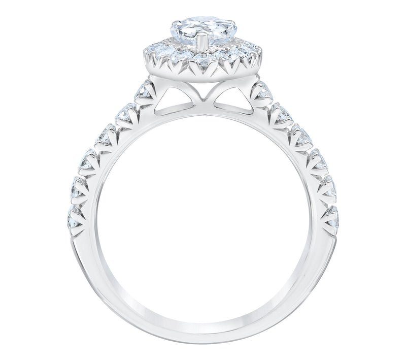 Fire Light 2.00 cttw Lab Grown Diamond Teardrop Halo Ring, 14K — View 3