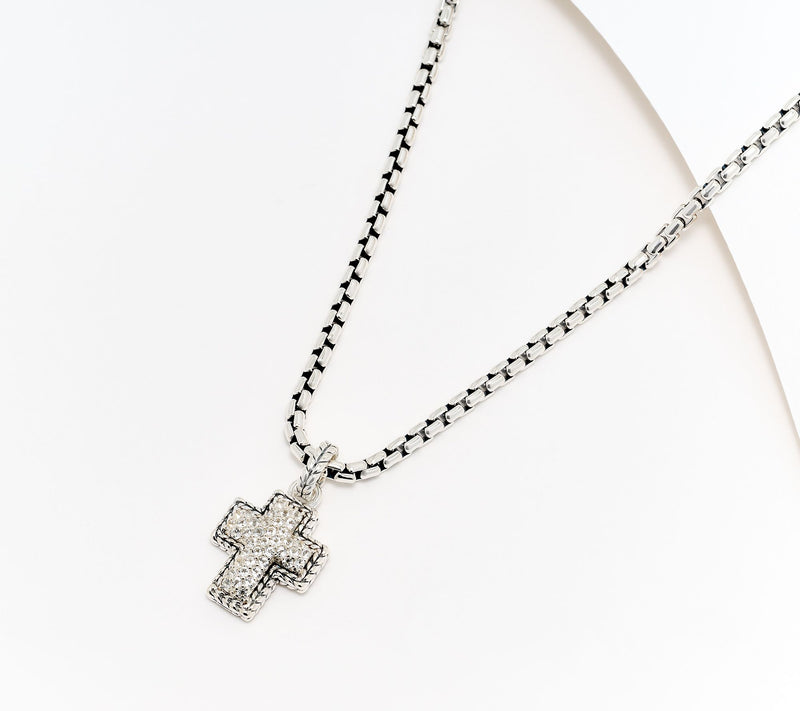 JAI Sterling Silver Pave Gemstone Symbols of Love Charm Necklace — View 2