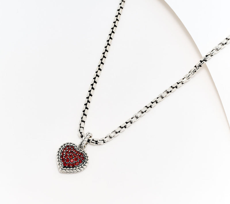 JAI Sterling Silver Pave Gemstone Symbols of Love Charm Necklace — View 3