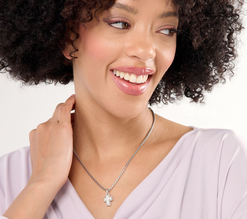 JAI Sterling Silver Pave Gemstone Symbols of Love Charm Necklace — View 11