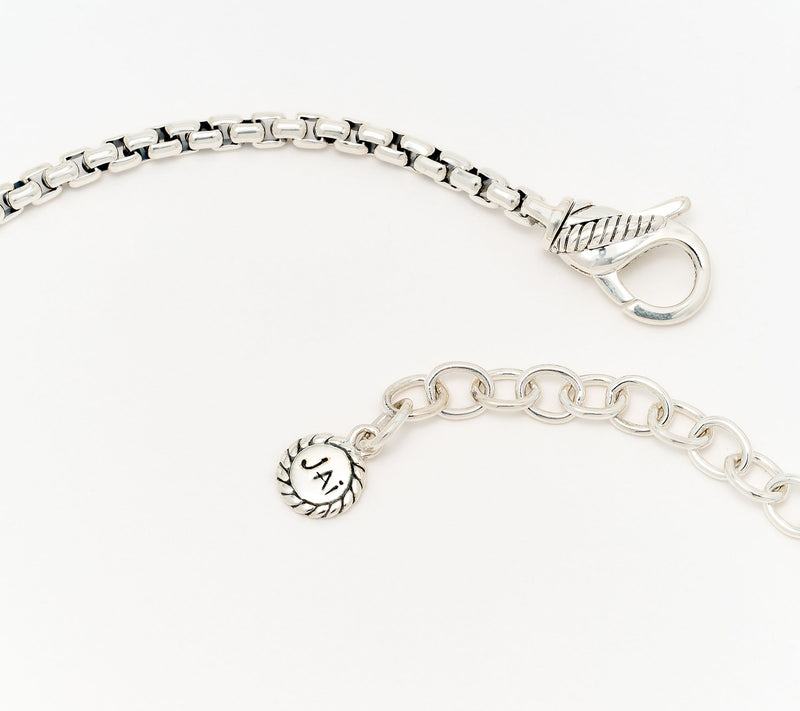 JAI Sterling Silver Pave Gemstone Symbols of Love Charm Necklace — View 7
