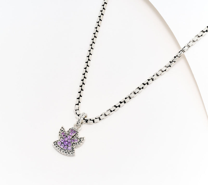 JAI Sterling Silver Pave Gemstone Symbols of Love Charm Necklace — View 5