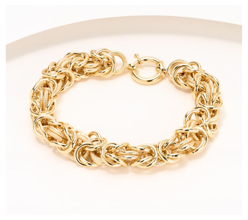 Silver Style Textured Byzantine Bracelet, Sterling, 23g — View 5